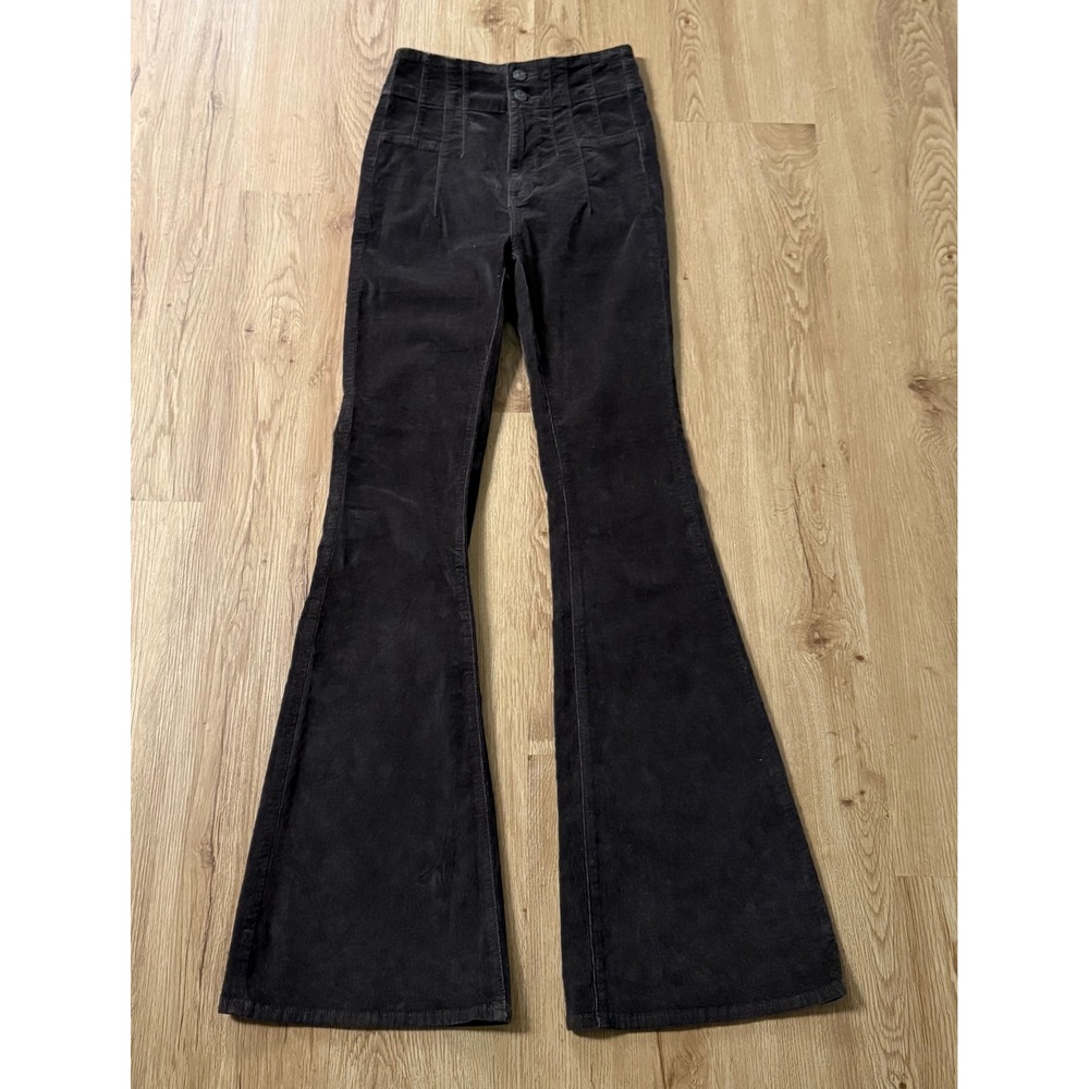 We The Free Jayde Cord High Rise Flare Pants Brown Boho Bell Bottom Sz 25 NWOT
